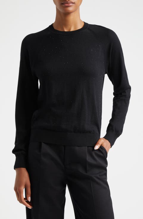 Rhinestone Lightweight Wool Sweater