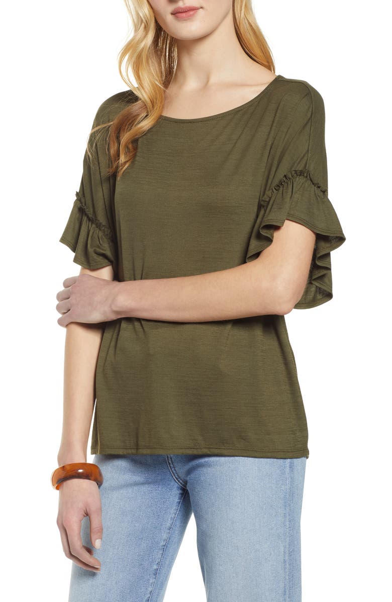 Halogen<sup>®</sup> Ruffle Sleeve Top, Main, color,