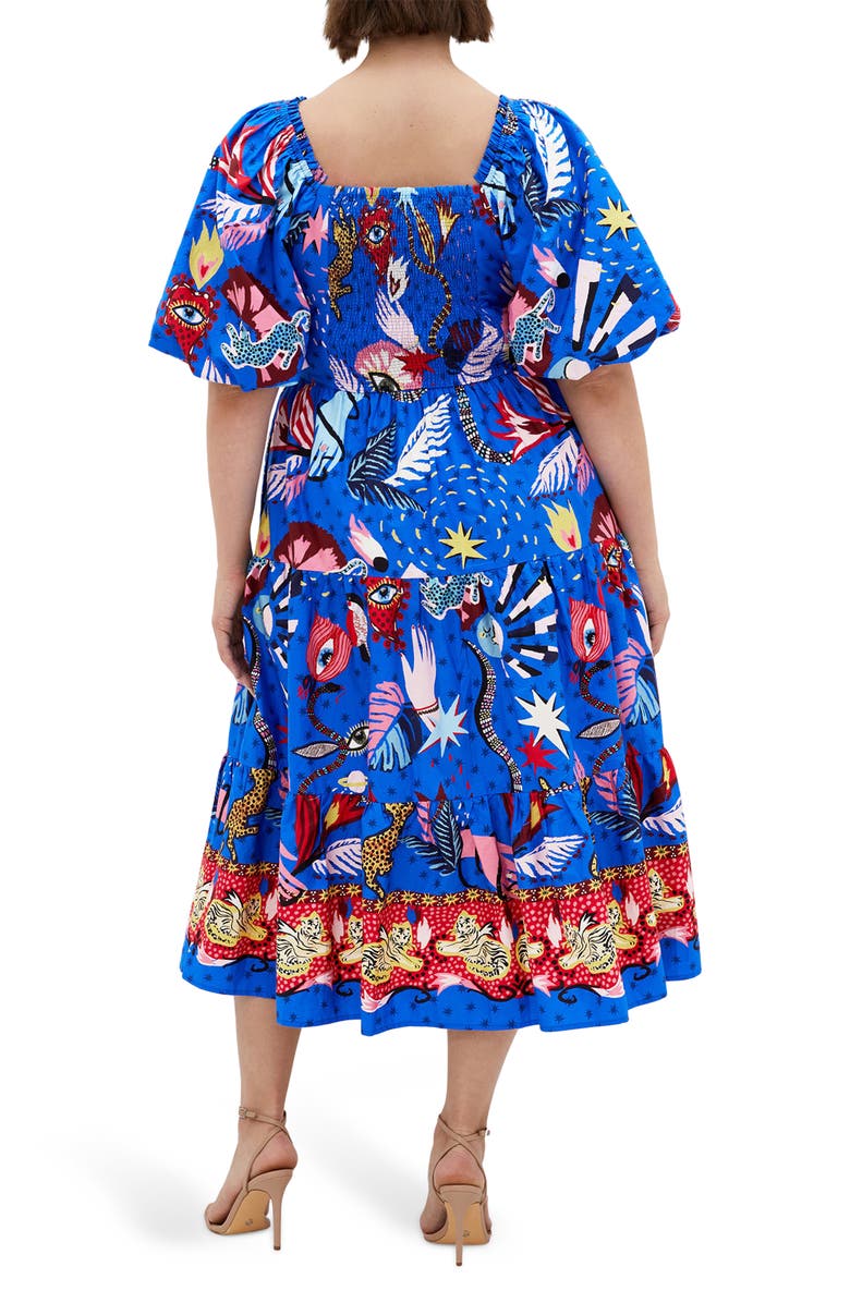 City Chic Capria Print Cotton Midi Dress, Alternate, color, Calista