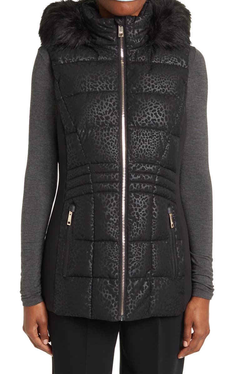 Michael Kors Faux Fur Trimmed Hooded Vest, Alternate, color,