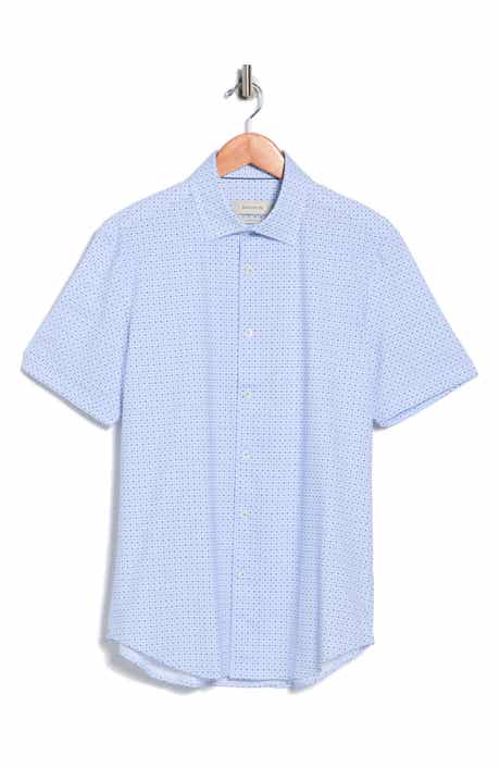 Bugatchi Micro Dot Print Stretch Cotton Short Sleeve Button-Up Shirt