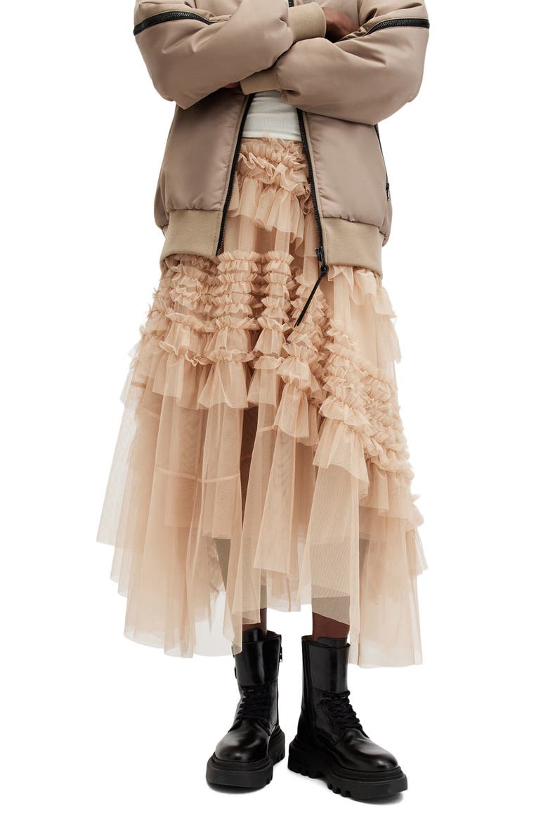 Jen Asymmetric Hem Tulle Skirt, Main, color, BLUSH PINK