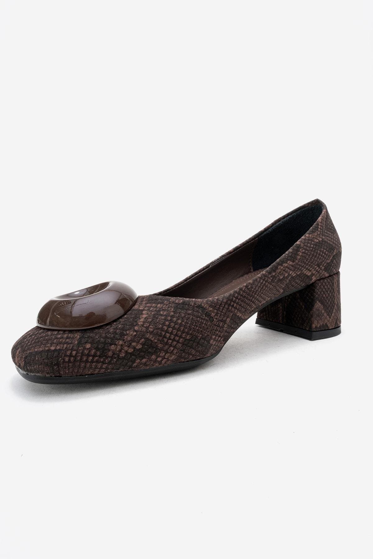 Mila Buckle Square Toe Block Heel Pump, Alternate, color, Brown Print