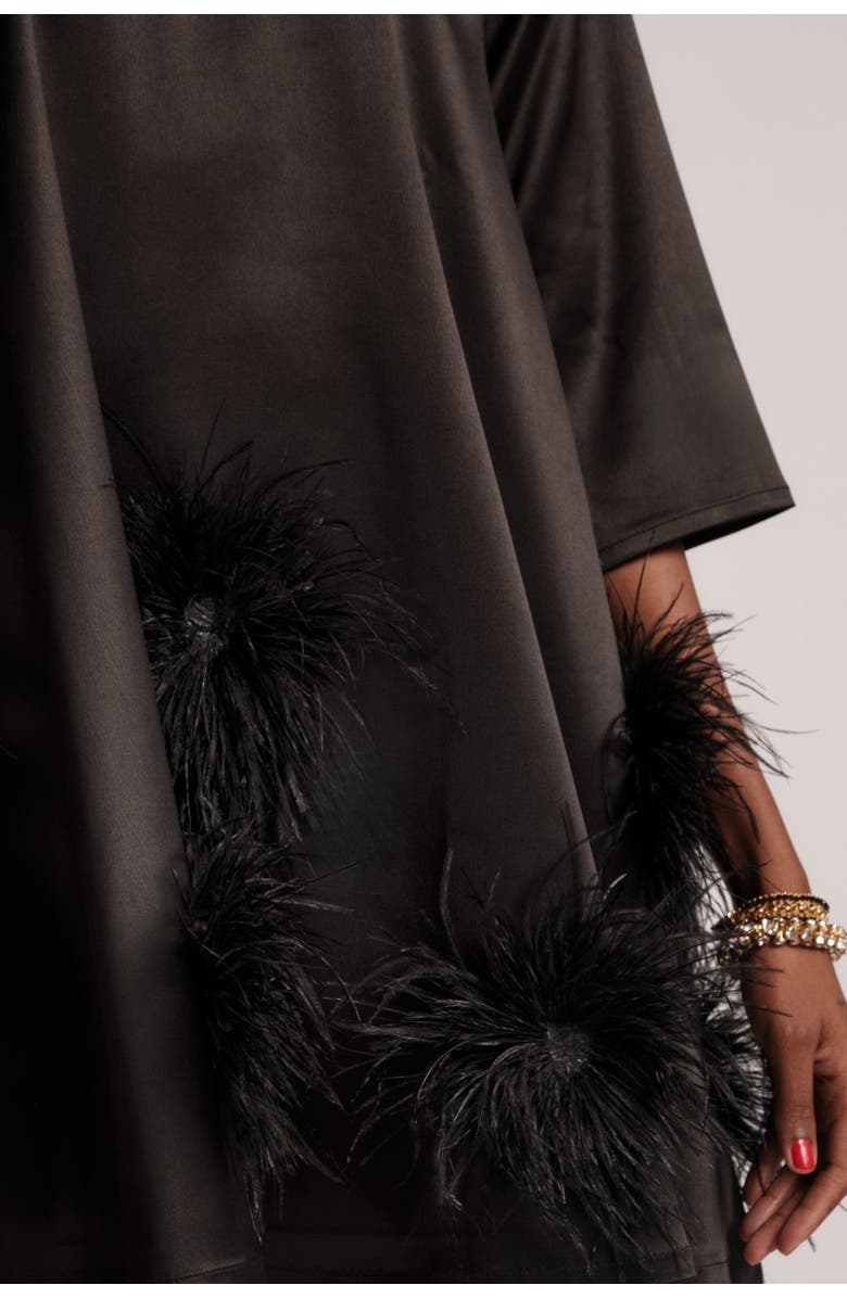 Frances Valentine Edie Mini Dress Feather Pouf, Alternate, color, Black/Black