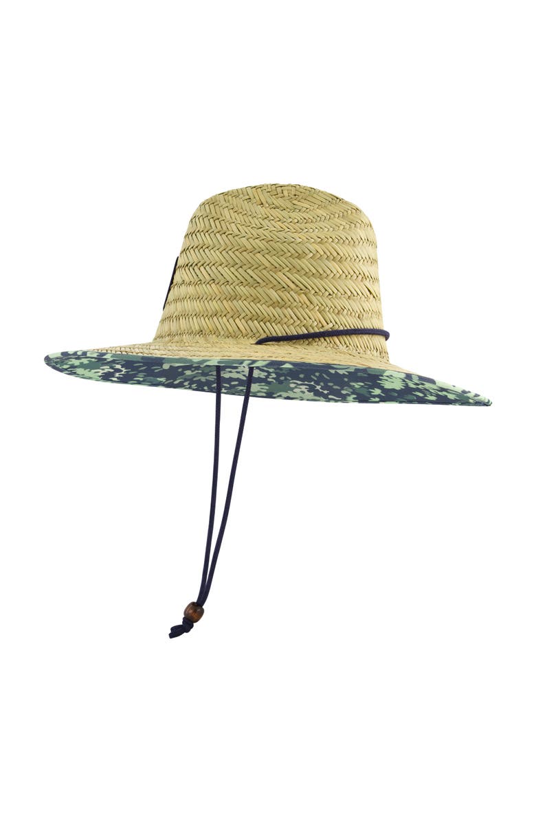 Element Woven Seagrass Lifeguard Hat with Camo Under Brim and Braided Chin Cord, Alternate, color, Green