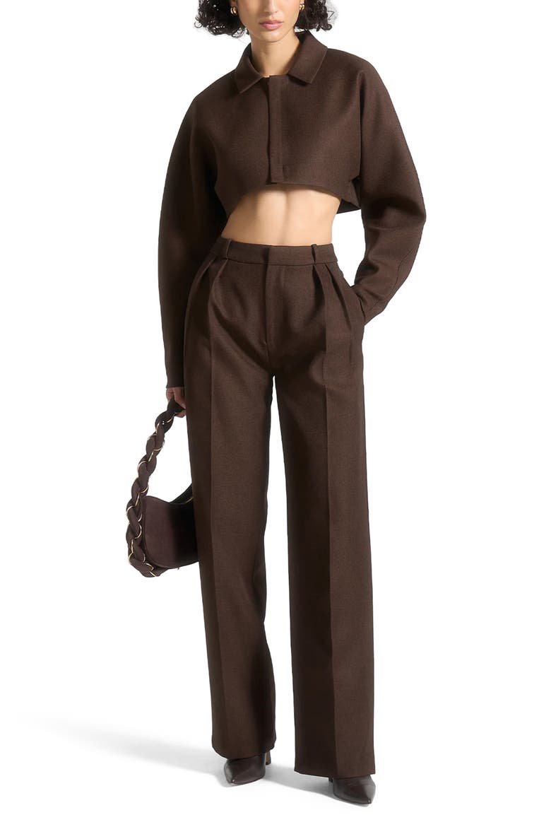 Elya Tailored Super Cropped Jacket, Alternate, color, Brown