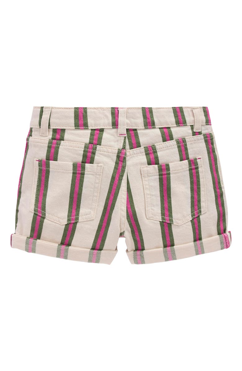Mini Boden Kids' Stripe Denim Shorts, Alternate, color, Ivory/ Green/ Pink Stripe
