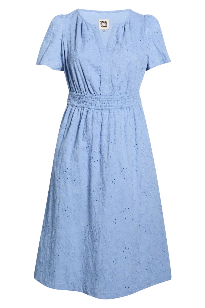 Embroidered Eyelet Lace Dress, Alternate, color, SURF BLUE