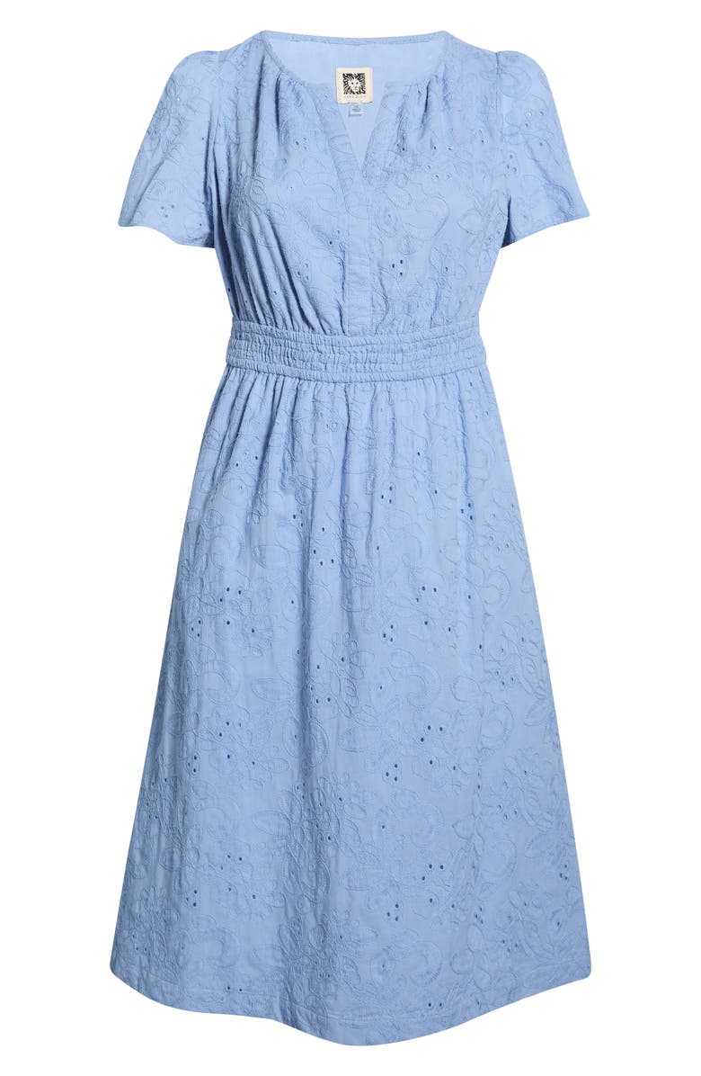 Anne Klein Embroidered Eyelet Lace Dress, Alternate, color, Surf Blue