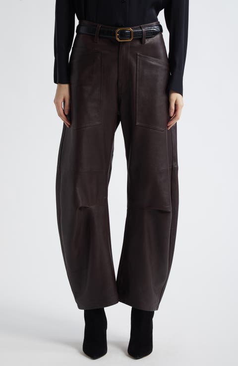 Shon Barrel Leg Leather Pants