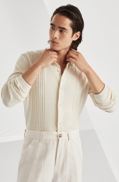 Brunello Cucinelli Knit Shirt In Ecru