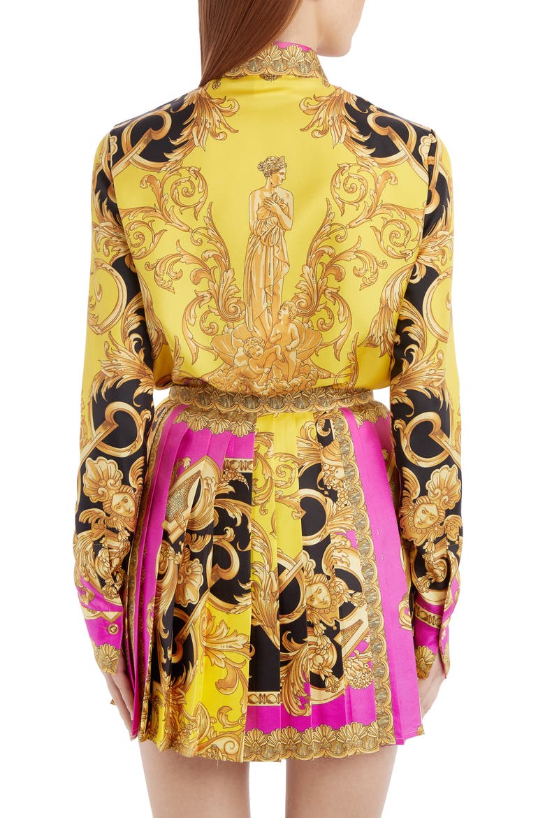Barco Print Silk Blouse, Alternate, color, FUCHSIA