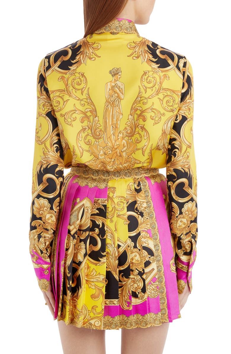 Versace Barco Print Silk Blouse, Alternate, color, 