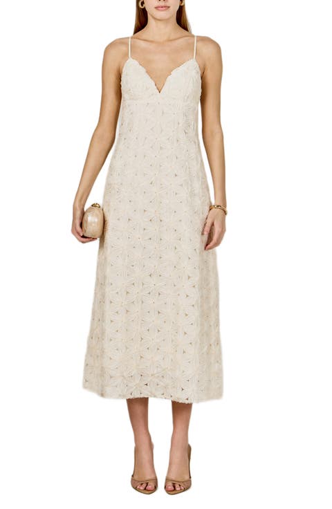 Textured Floral Midi Dress