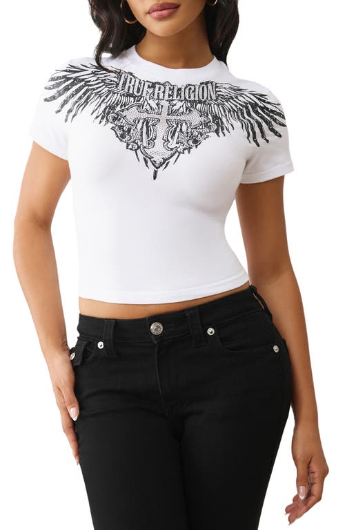 True Religion Rhinestone Wing Graphic Baby Tee In White
