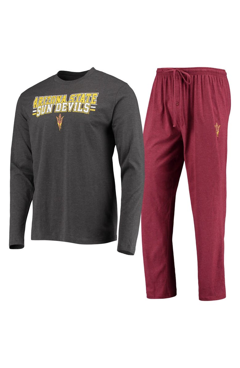 CONCEPTS SPORT Men's Concepts Sport Maroon/Heathered Charcoal Arizona State Sun Devils Meter Long Sleeve T-Shirt & Pants Sleep Set, Main, color, Maroon