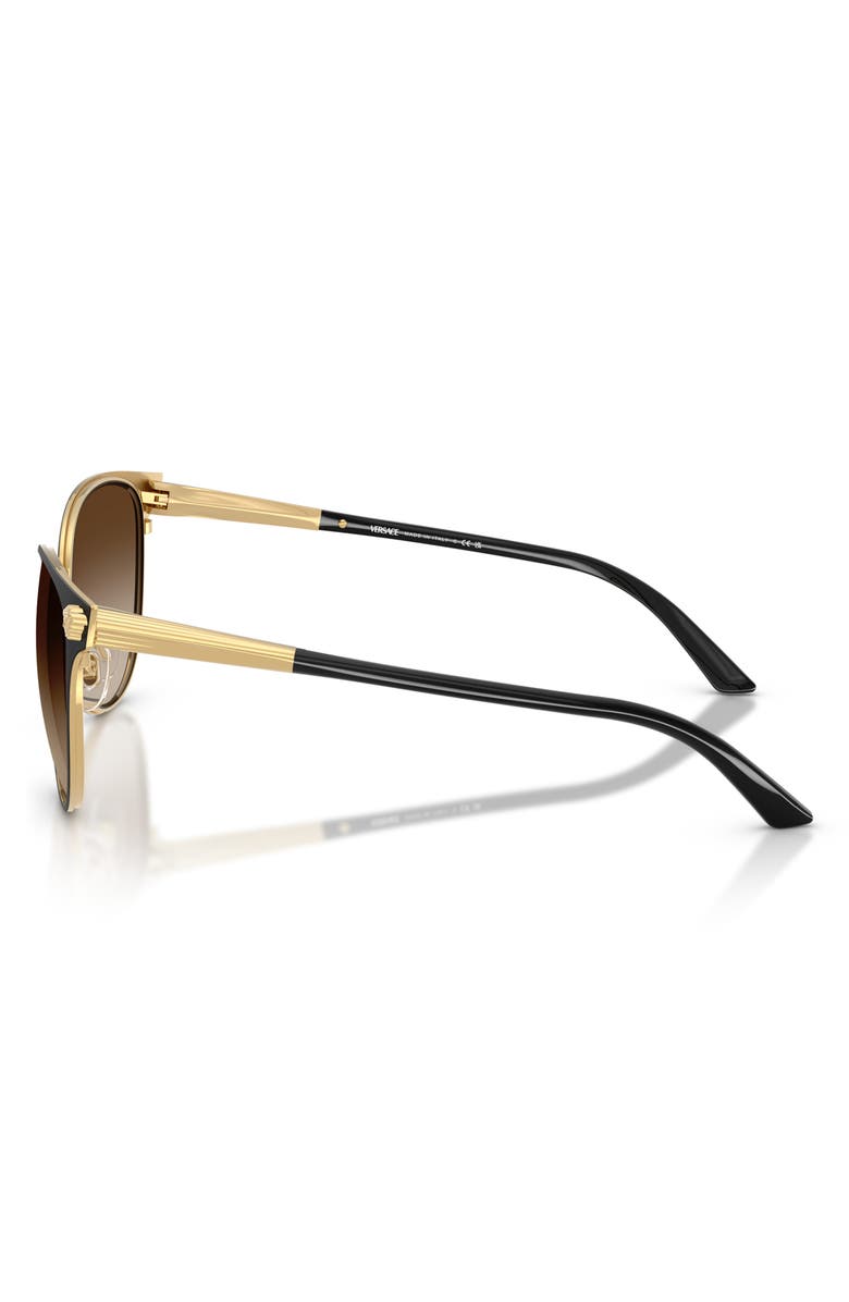 Versace 57mm Gradient Phantos Sunglasses, Alternate, color, Matte Black/ Gold/ Brown