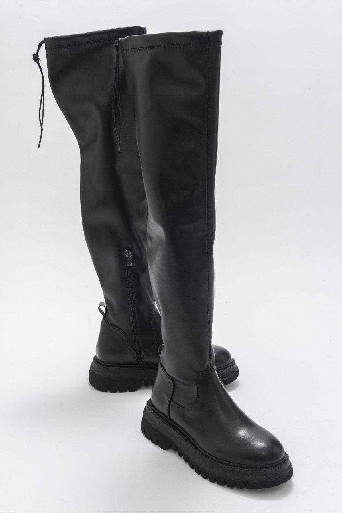 Prologue Shoes Chip Knee Over Boot, Alternate, color, Black Faux Leather