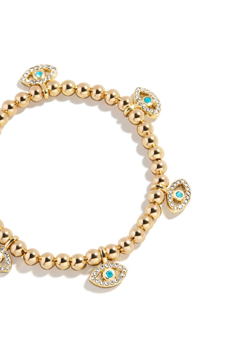 BaubleBar Evil Eye Beaded Stretch Bracelet, Alternate, color, Gold/ Light Blue