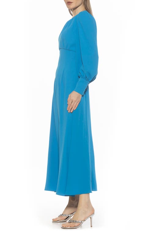 Alexia Admor Yesenia Long Sleeve Empire Waist Maxi Dress In Cerulean