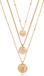 Ettika Set of 3 Coin Pendant Necklaces