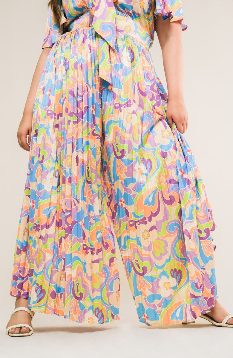 FLYING TOMATO Print Woven Jumpsuit, Alternate, color, Purple Lime