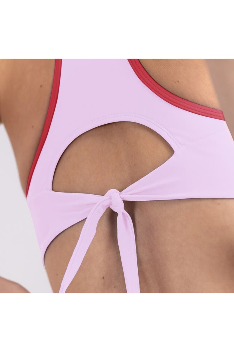 Racerfront Tie Bikini Top - Women's, Alternate, color, Lilac/Sporting Red
