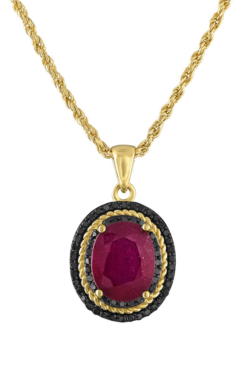 FZN Ruby & Black Spinel Pendant Necklace, Main, color,