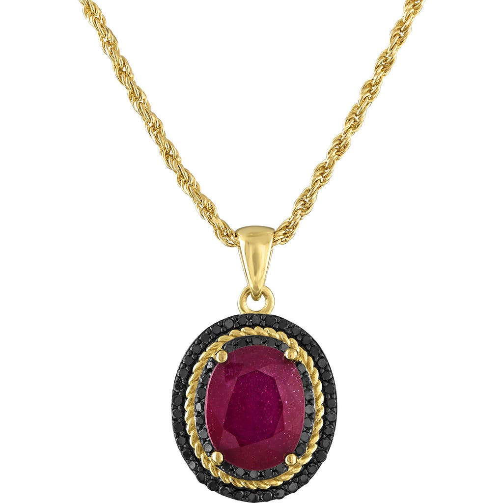 Fzn Ruby & Black Spinel Pendant Necklace In Gold