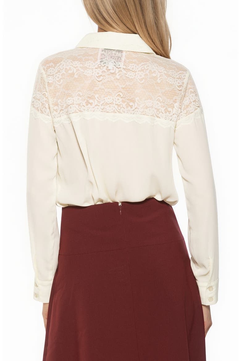 Cleo Lace Trim Button Front Shirt, Alternate, color, IVORY