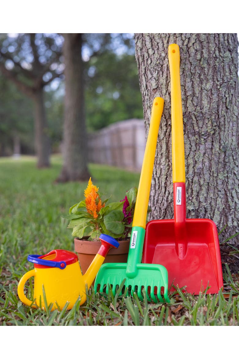 Children's Long Handled Garden Rake, Alternate, color, Green Multi