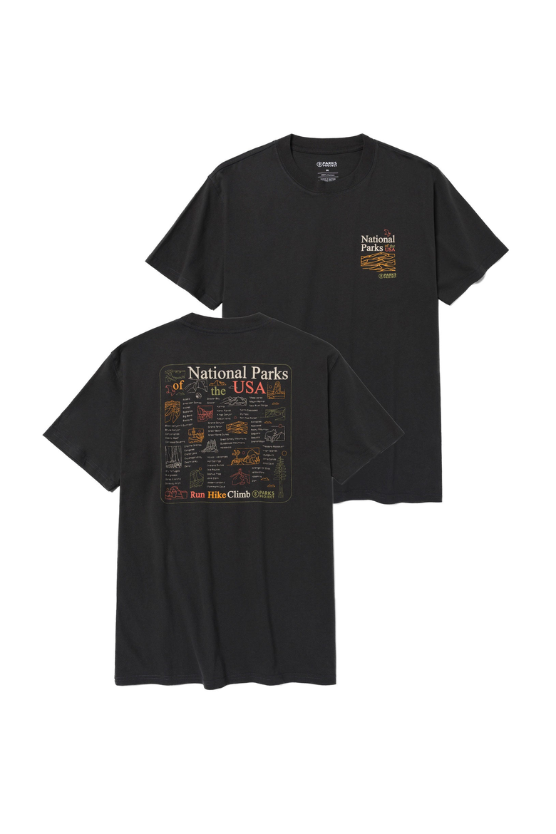 National Parks Outline Checklist Tee, Alternate, color, Vintage Black