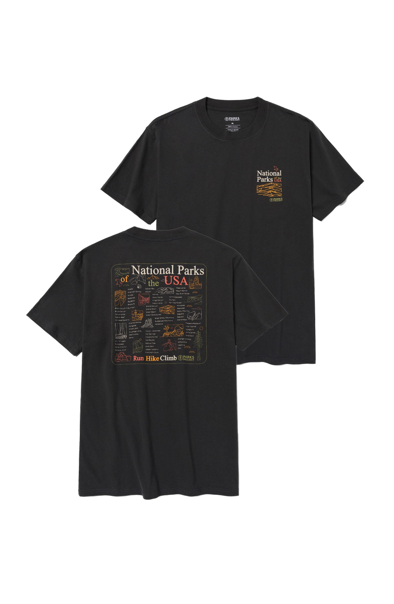 Parks Project National Parks Outline Checklist Tee, Alternate, color, Vintage Black