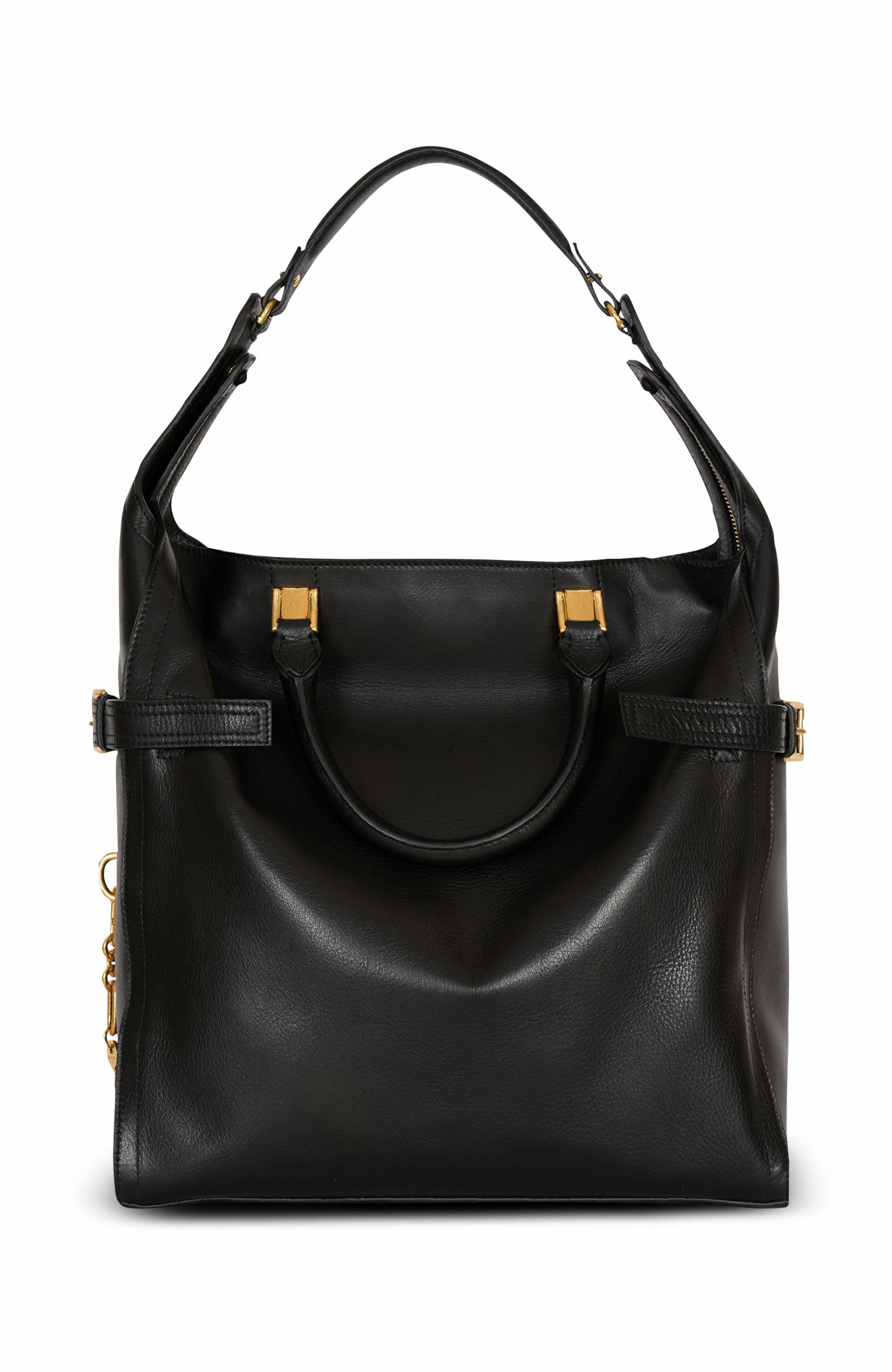 Pulse Large Waxed Calfskin Leather Tote Bag, Alternate, color, Black