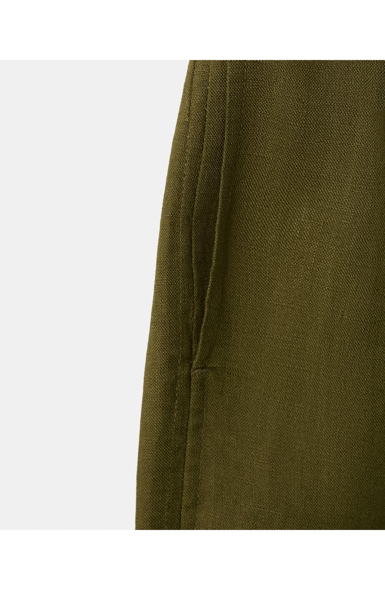 MANGO Straight Leg Linen Blend Pants, Alternate, color, Olive Green