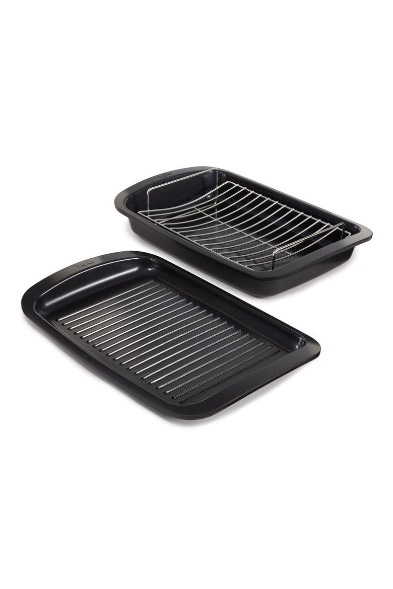 Graphite 3-Piece Non-Stick Roasting Pan, Main, color, BLACK
