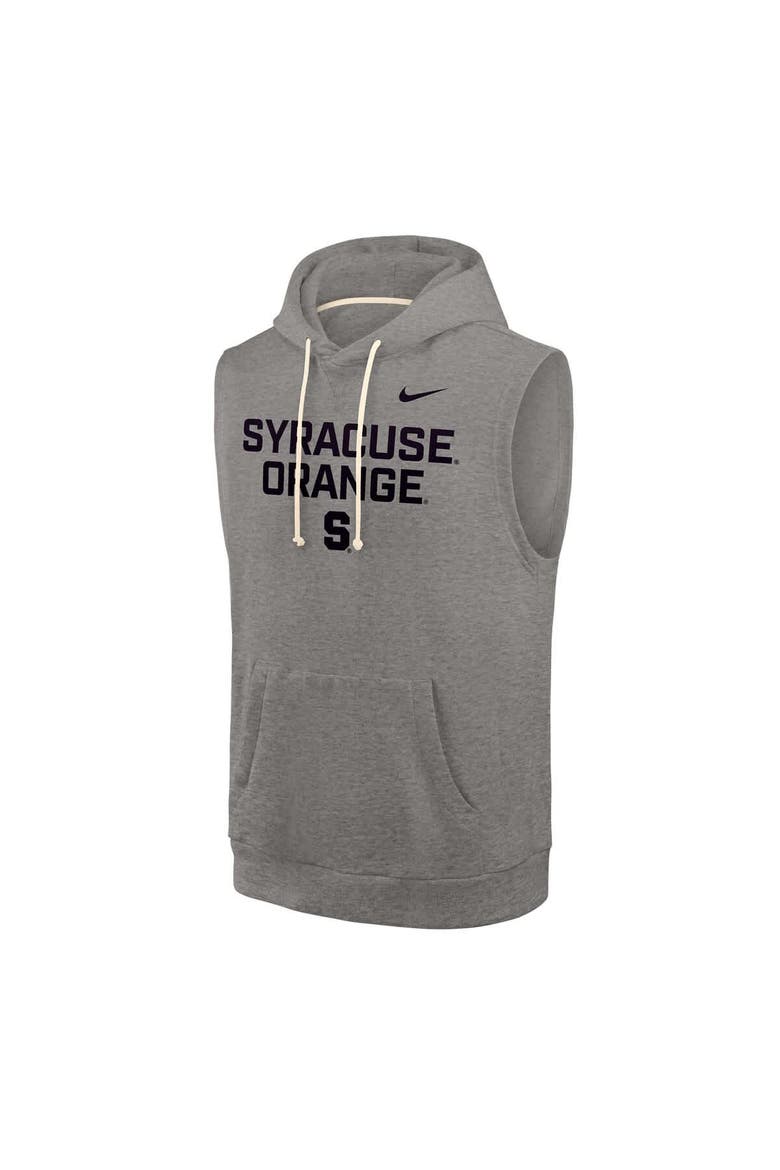 Men's Nike Heather Gray Syracuse Orange Sleeveless Pullover Hoodie, Alternate, color, Heather Gray