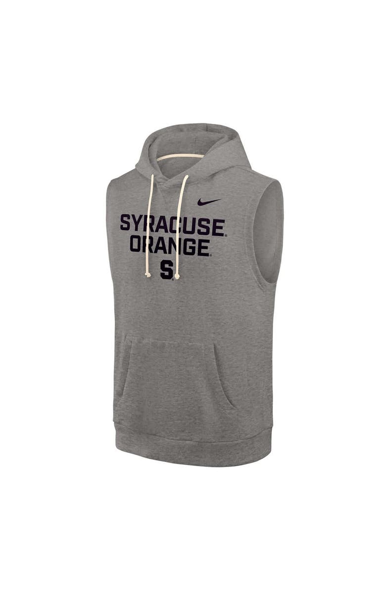 Nike Men's Nike Heather Gray Syracuse Orange Sleeveless Pullover Hoodie, Alternate, color, Heather Gray