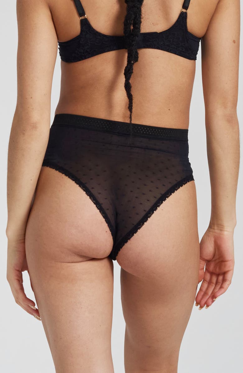 PEACHAUS Betony Recycled-Tulle High-Rise Underwear, Alternate, color, Volcanic Black