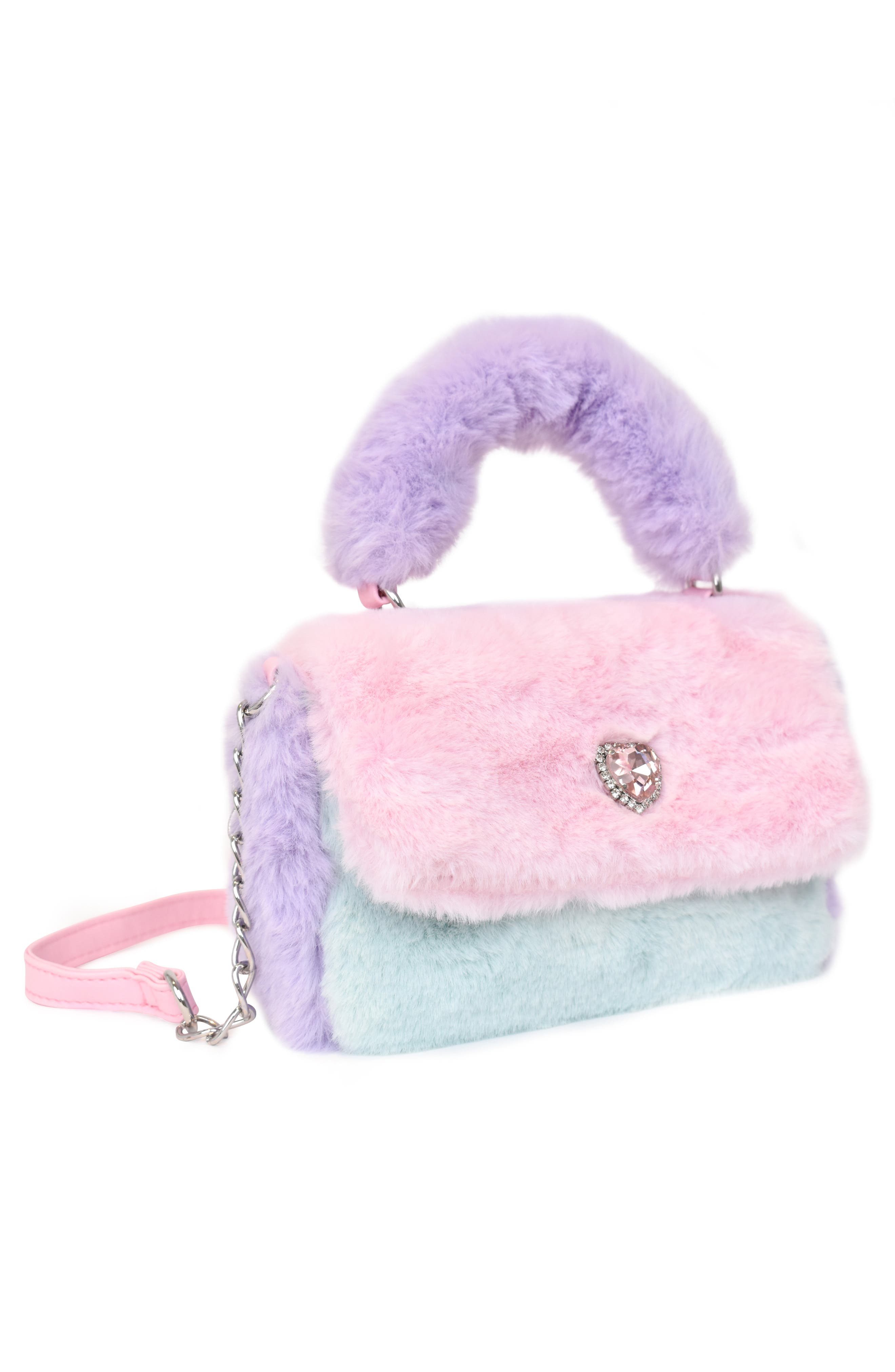 OMG Accessories Kids' Heart Faux Fur Crossbody Bag, Alternate, color, 