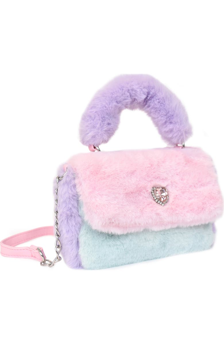 OMG Accessories Kids' Heart Faux Fur Crossbody Bag, Alternate, color,
