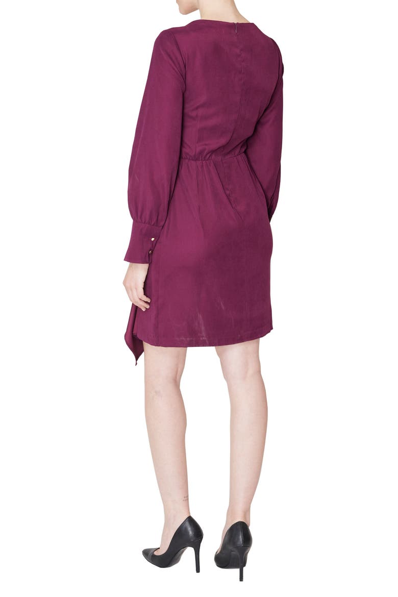 Ruffle Detail Long Sleeve Dress, Alternate, color, CABERNET