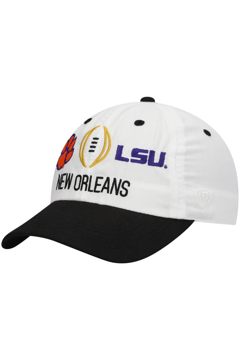 Men's Top of the World White LSU Tigers vs. Clemson Tigers Matchup Staple Two-Tone Adjustable Hat, Main, color, White