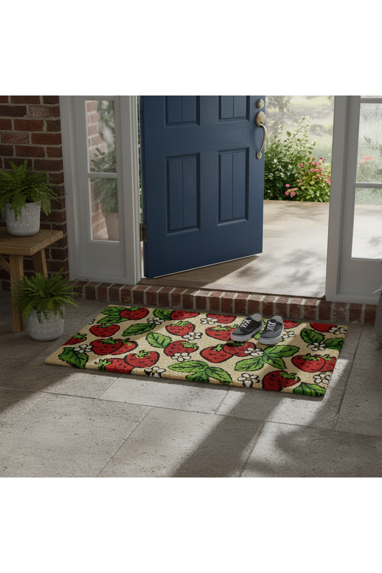 Strawberry Garden Coir Mat Multi Coir Summer, Alternate, color, Red