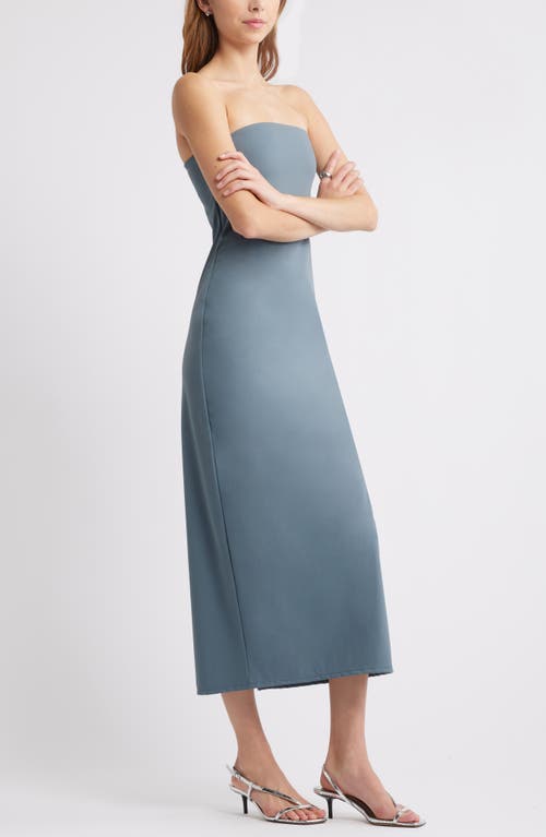 Open Edit Strapless Dress In Blue Weather