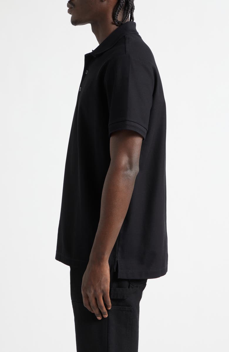 Burberry Eddie EKD Embroidered Cotton Piqué Polo, Alternate, color, Black