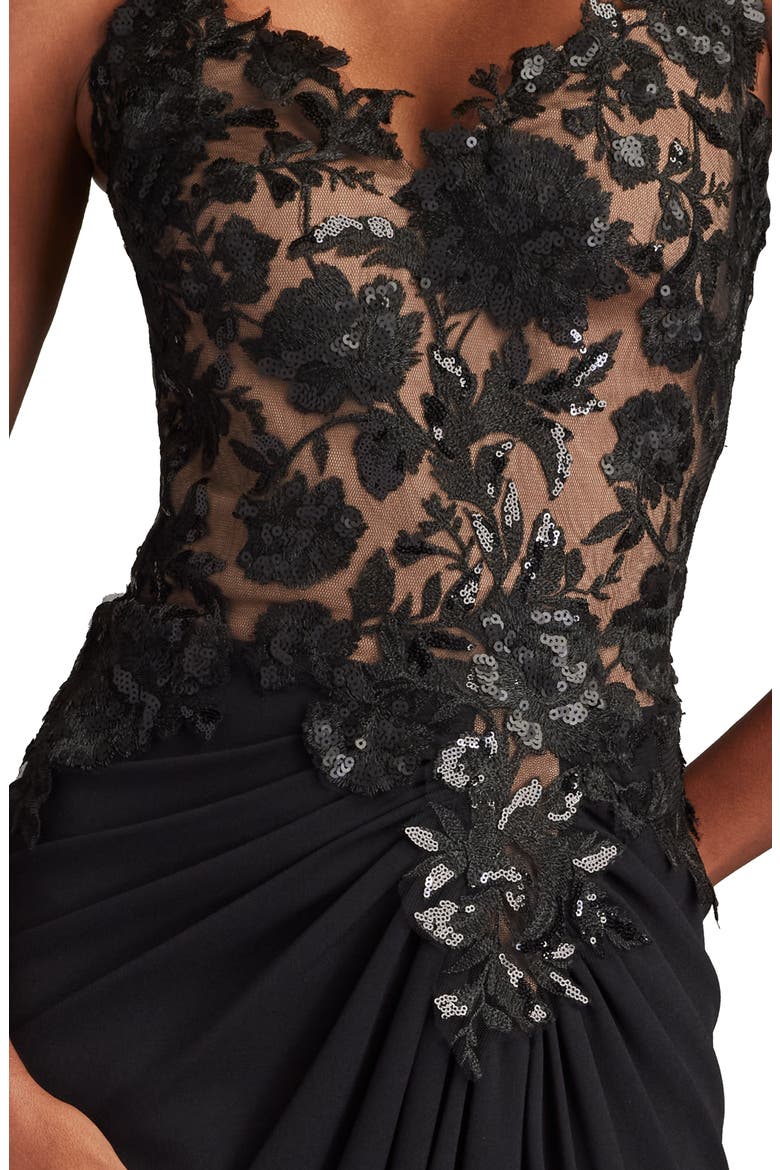Sequin Embroidered Strapless Gown, Alternate, color, BLACK/ NUDE