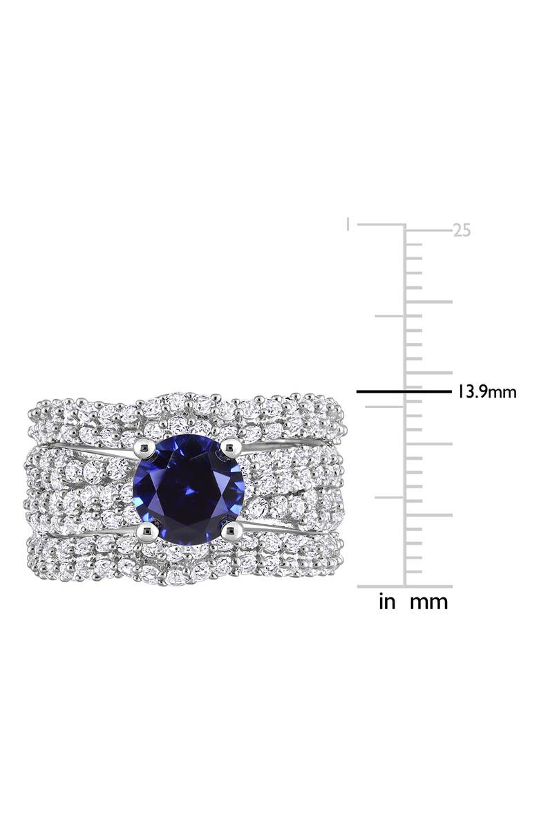 DELMAR Set of 3 Sterling Silver Lab Grown Blue Sapphire & White Sapphire Stackable Rings, Alternate, color, Blue