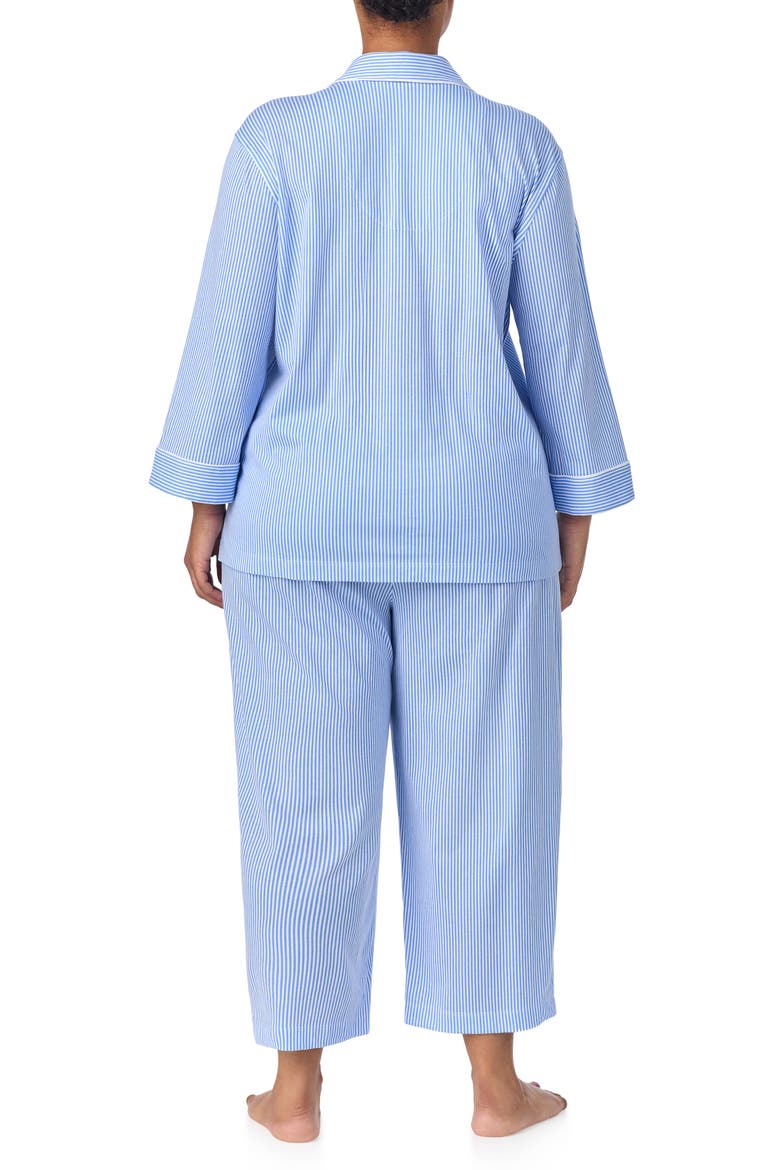 Knit Crop Pajamas, Alternate, color, CARISSA BLUE/ WHITE STRIPE