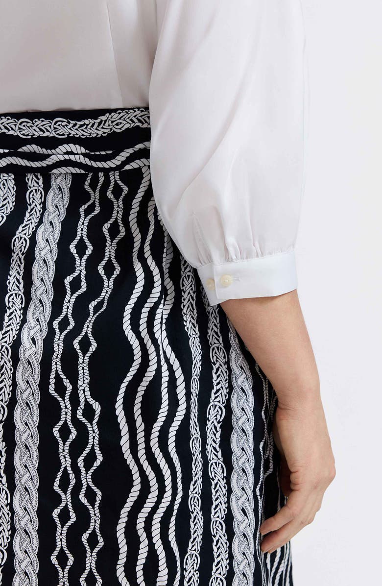 Foxcroft Esther Belted Braid Print Shirtdress, Alternate, color, White/ Black